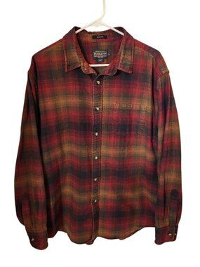 Pendleton Mason Flannel Shirt Mens Size XL Red Black Green Brown Plaid Cotton